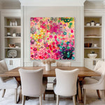 colorful abstract painting on the wall.