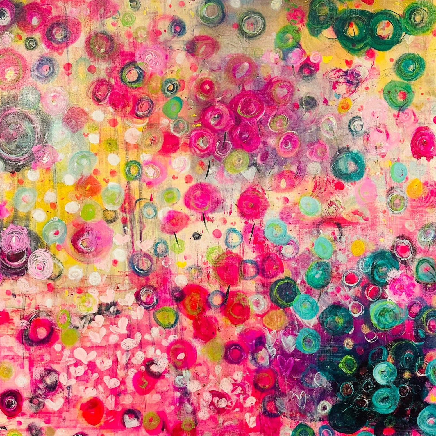 Colorful abstract art with circular patterns and vibrant colors