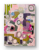 Abstract art painting with colorful geometric shapes on a white background